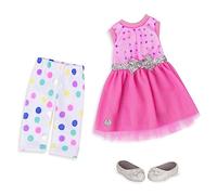 Glitter Girls - ¡Sigue brillando! - Vestido y Leggings de Lunares - Conjunto Normal - Ropa Rosa para muñecas - Accesorios para muñecas de 36 cm - 3 años +