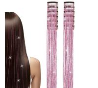 Glitter Hair Extensions - Bling Wig Clips, 12 Pieces 20 Inch Heat Resistant Hair Tinsel, Sparkly Synthetic Strands | Fairy Style Clip In Hairs Decor for Women Teens, Costume, Party, Holiday