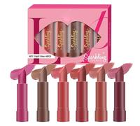 Glitter Lipstick, Long-Lasting Lip Stain, Waterproof Hydrating Lip Color, Smooth & Lightweight Formula, Portable Beauty, Daily & Event Use, 3.8g X 6 Pieces, Assorted