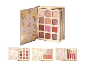 Glitter Makeup Palette - 12 Colors Eyeshadow For Women Party Look | Book-Style Cosmetic Set With 4 Blush And 4 Lip Gloss, Portable Makeup Kit For Daily Travel Stage Performances