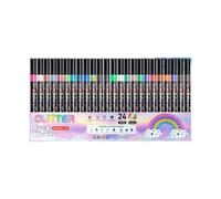 Glitter Markers Set - Duals Tip Shimmer Pens for Coloring Card Making Craft Use | 24 Piece Metallics Ink Design with Fine Bold Tips, Art Tool for Journals Scrapbooks School Classroom Home Projects