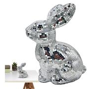 Glitter Mirror Ball - Disco Party Rabbit, Reflective Festive Ornament, Bunny Animal Decoration | Club DJ Lighting, Wedding Party Display, Easter Celebration Setup, Event Centerpiece Installation