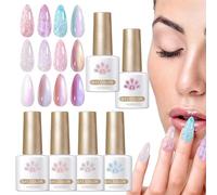 Glitter Nail Polish Set, 6 Colors Glitter Polisher, at Home Manicure Supplies, 7ml Long Lasting Finish, Finger, Suitable for Women, Teens, Girls