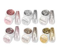 Glitter Nail Polish Set, 6x Platinum Shiny Gel Polish Art Kit, Manicure for Travel, Holiday Styling, Salon, Home Use, Long Lasting, Premium Quality Colors 5gx6 Pieces