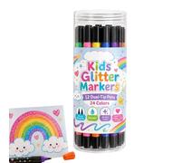 Glitter Pens | Quick-Dry Smooth Double Tip High-Pigment | Glitter Highlight