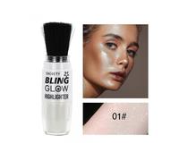 Glitter Powder Highlighter Makeup, Shimmer Body Glitter Brush Powder Brightens the Natural 3D Face Patting Powder Blush for Brighten Face Body Lips