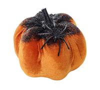 Glitter Pumpkin Decor, Small Decorative Pumpkin, 3d Spider Figures, Shiny Halloween Prop for Table, Door, Window Display, Home, Indoor, Outdoor, Party, 3.94 Inches, Orange, Black