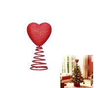 Glitter Red Heart Valentine's Day Tree Topper, Glitter Heart Star Valentine Mini Cute Tree Topper with Spiral Base, Home Decoration (Red,1 PCS)