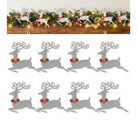 Glitter Reindeer Christmas Decor, Silver Reindeer Decorations for Mantel, Door, Or Wall, Christmas Tree Wreaths Decor Accessories, For Holiday Party Decoration Xmas Gift(8pcs)