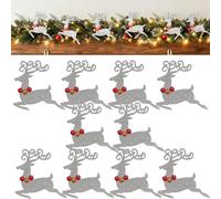 Glitter Reindeer Christmas Decor, Silver Reindeer Decorations for Mantel, Door, Or Wall, Christmas Tree Wreaths Decor Accessories, For Holiday Party Decoration Xmas Gift(10pcs)