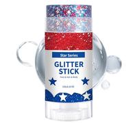 Glitter Stick - 15g Red White Blue Makeup Sequins Stick, Waterproof Patriotic Face Body Gel Paint, 15g Twist Tube Sizing + Smudge Proof Long Lasting Sealing, Multi Color Shimmer Formula- For July 4th