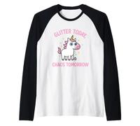 Glitter Today Chaos Tomorrow Camiseta Manga Raglan
