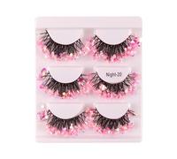 Glitter Voluminous False Eyelashes, 4.41x3.62in 3 Pair Fiber Lash Set, Sparkly Eye Makeup, Clubbing, Holiday, Performance, Bold, Lightweight, Long Thicked