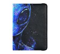 Glittering Aliens - Funda de piel negra para pasaporte, organizador de documentos de viaje, protector para pasaporte, combo con ranura para tarjeta de vacunación, impermeable, Brillante Aliens Negro,