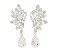 Glittering Oval Shape Teardrop Chandelier Earrings, Full Diamond Bling Crystal Fringe Tassel Long Dangle Earrings for Bride Bridal Wedding Banquet