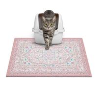 Glittme Tapete para arena para gatos con parte inferior antideslizante, 24 x 15 pulgadas, fácil de limpiar, lavable, tapete de comida para gatos, tamaño S