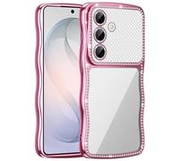 Glitzer Handyhülle für Samsung Galaxy S26 Hülle, Luxury Diamant Wellenrahmen Galaxy S26 Case mit Kamera-Schutz Durchsicht weiche TPU Stoßfest Cover für Frauen&Mädchen (Rosa)