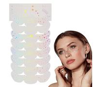 Glitzer Tattoo Set - 16 Piezas de Tatuajes Temporales con Efecto Holograma para Rostro, Niños y Adultos, ideal para Carnaval, Halloween, Festival, Concierto y Maquillaje de Fiesta (10 Fotos)