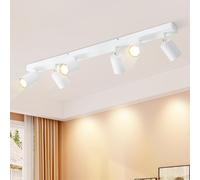 Glitzerlife Foco de techo LED de 6 focos - lámpara de techo blanca moderna foco GU10 orientable 350° para salón dormitorio cocina pasillo máx. 25 W sin bombilla