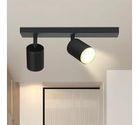 Glitzerlife Lámpara de Techo 2 Focos Ceiling Spot Negro Plafón GU10