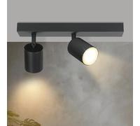 Glitzerlife Lámpara de Techo 2 Focos Ceiling Spot Negro - Plafón GU10 Moderna Foco de Techo Orientable 350° Para Salón Dormitorio Cocina MAX.25W