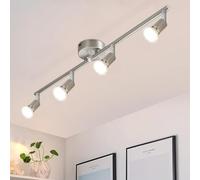 Glitzerlife LED Plafón 4 Spots Salón - Pasillo Moderno GU10 Foco 330° Orientable Acero Inoxidable Salón Dormitorio Sin Bombilla Incandescente