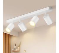 Glitzerlife Plafón 4 Focos Lámpara de Techo Salón - Plafón Blanco Moderno GU10 Punto Cocina Orientable 350° MAX.25W Lámpara para Dormitorio Cocina Pasillo (sin bombillas)