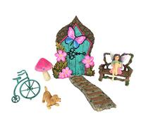 GlitZGlam Juego de Casa de Hadas en Miniatura - Juego de 7 Piezas para Jardín de Hadas Accesorio Casa de Hadas