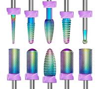 Glix Juego de brocas profesionales 10 en 1 para uñas de carburo de tungsteno para uñas acrílicas, eliminación de esmalte de gel, kit de manicura y pedicura de vástago de 3/32 pulgadas para uso con