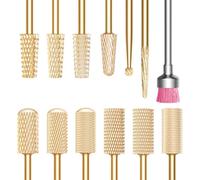 Glix Juego de brocas profesionales 11 en 1 para uñas de carburo de tungsteno para uñas acrílicas, eliminación de esmalte de gel, rotación bidireccional para uso con mano izquierda/derecha, vástago de