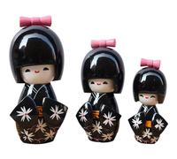 Glixoft 3 Uds Muñeca con Kimono Japonés, Muñeca Geisha Oriental, Marioneta, Adorno, Estatua De Muñeca Kokeshi, Hecha a Mano, Decoración para Niñas