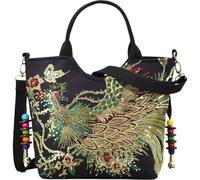 Glixoft Bolso De Mano con Lentejuelas Y Pavo Real, Bolso De Lona Bordado Vintage, Bolso Bandolera para Compras, Bolso con Cuentas para Verano a Juego