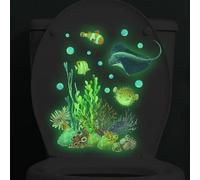 Glixoft Calcomanías para Inodoro del Mundo Submarino, Pegatinas Luminosas para Inodoro En Océano, Pegatinas para Tapa De Inodoro, Calcomanías Decorativas para Acuario para Techo De Habitación De Los