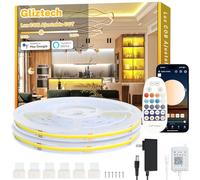 Gliztech 14M Tira Led Cob Blanca Compatible con Alexa, 3000k a 6500k Led Cob Dimmer, Tiras Led de Interior Ultra Brillante, Luz Led Adhesiva para Habitacion Cocina con Control Remoto y Aplicación