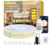 Gliztech 20M Tira Led Cob Blanca Compatible con Alexa, 3000k a 6500k Led Cob Dimmer, Tiras Led de Interior Ultra Brillante, Luz Led Adhesiva para Habitacion Cocina con Control Remoto y Aplicación