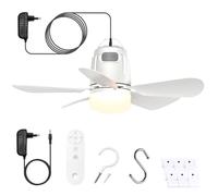 Gliztech 50cm Lámpara Ventilador de Techo con Luz LED, Mando a Distancia, Enchufe de 5m Ventilador Silencioso de Bajo Consumo Ideal para Dormitorio, Terraza, Cuarto de Herramientas, Parasol, Cenador