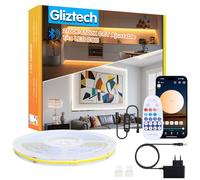 Gliztech 5M Tira Led Cob Blanca Compatible con Bluetooth, 3000k a 6500k Led Cob Dimmer, Tiras Led de Interior Ultra Brillante, Luz Led Adhesiva para Habitacion Cocina con Control Remoto y Aplicación