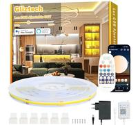 Gliztech 7M Tira Led Cob Blanca Compatible con Alexa, 3000k a 6500k Led Cob Dimmer, Tiras Led de Interior Ultra Brillante, Luz Led Adhesiva para Habitacion Cocina con Control Remoto y Aplicación