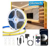 Gliztech Tira LED COB, 2700K LED Cob Dimmer CRI90+, con APP y control remoto, Esta tira LED COB es ideal para iluminación interior en dormitorios, salones, cocinas y más (5m)