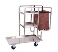 GLJTUO Carro De Servicio Comercial con Ruedas Silenciosas, Carro De Limpieza De Acero Inoxidable para Habitaciones De Hotel con Bolsa/Estilo-1/102 * 45 * 97 Cm, Estilo-2, 102 * 45 * 97 Cm