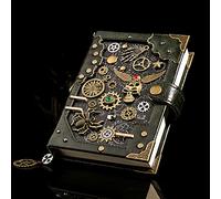 GLJTUO Cuaderno, Caja De Regalo De Cuaderno De Tapa Dura, Diarios En Blanco, Cuaderno De Bocetos, Papel Sin Forro, Con Colgante Retro, Estilo Steampunk, Para Viajar Para Escribir (Verde)