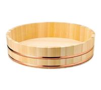 GLJTUO Cuenco Grande De Madera para Mezclar Sushi, Recipiente De Barril De Arroz con Banda De Cobre para Restaurante, Cocina Casera, Madera De Pino, 36X9Cm (48X12Cm)