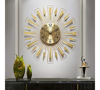 GLJTUO Decoración de Pared de Metal para el hogar, Reloj de Pared para la decoración de la Sala de Estar, Reloj de Pared Grande con Forma de Sol Radiante, Reloj Decorativo Grand