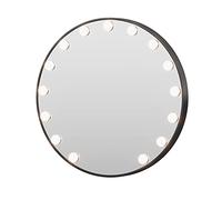 GLJTUO Espejo De Maquillaje Redondo, Espejo De Tocador De Pared, Espejo De Tocador con Bombilla Led, Espejo Cosmético De Tocador con Pantalla Táctil, Tres Fuentes De Luz De Col,Black-60cm