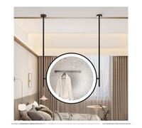 GLJTUO Espejo de Techo Flotante Redondo para baño con luz LED para el hogar o el Hotel, Espejo de Cristal Decorativo Minimalista.,Black-70x70cm