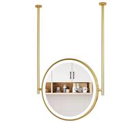 GLJTUO Espejo Redondo LED con Luces, Espejos Grandes de Pared para Sala de Estar, tocador de baño con Doble Barra, Espejo Colgante Decorativo Flotante,Size_name-Diameter-60CM
