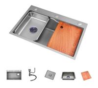 GLJTUO Fregadero de Cocina de un Solo Seno de Acero Inoxidable con Kit de instalación para Montaje Empotrado o bajo encimera en cocinas y comedores.,A-68 * 45cm
