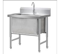 GLJTUO Fregadero Independiente de un Solo Seno para Cocina con tubería de Agua fría y Caliente, Fregadero de Acero Inoxidable para lavadero, baño, Estilo rústico.