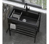 GLJTUO Fregadero utilitario, Fregadero Individual Independiente para lavandería - Estación de Lavado de Manos Exterior Multiusos para Perros, Garaje, jardín - Portátil e indepen,80x45cm