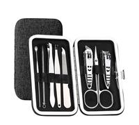 GLJTUO Kit de cortaúñas de 8 Piezas, ergonómico, preciso y versátil para Uso doméstico y Profesional. Artículos Esenciales para el Cuidado de Las uñas. Set de manicura de Moda.,Black